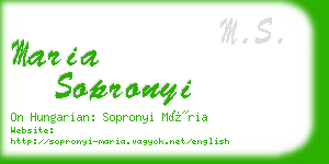 maria sopronyi business card